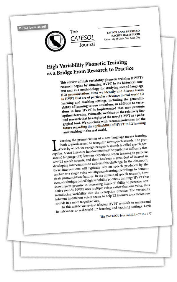 High variability phonetic training as a bridge from research to practice.